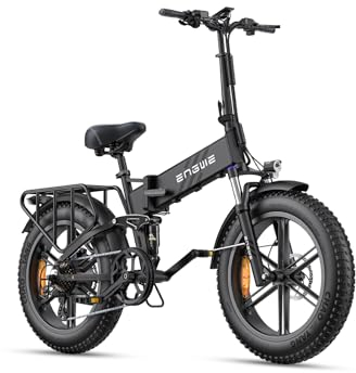 ENGWE E Bike Herren Klapprad Elektrofahrrad mit 20x4.0 Zoll Fat Tire,16Ah Herausnehmbarer Akku Lange Reichweite bis 150KM/110KM, Vollfederung, 8-Gang, Engine Pro/Engine Pro 2.0