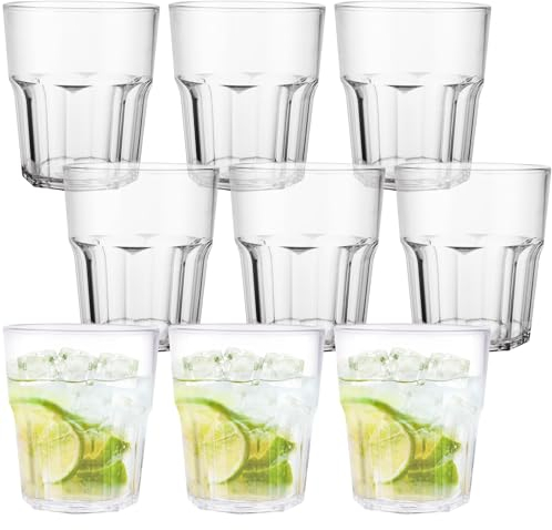 VIDETOL 16 Pcs Plastic Tumblers, 260ml Reusable Drinking Cups, Unbreakable Plastic Drinking Tumblers for Adults Kids Party
