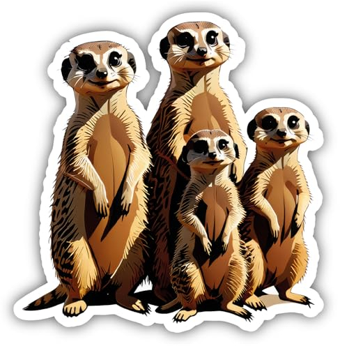 Samunshi® Erdmännchen Familie Aufkleber Car Decal Sticker für Mofa Fahrrad Roller oder Auto Sticker Fahrrad Mtb Mountainbike Rennrad Comic Cartoon Tier Sticker 15cm Erdmännchen Familie