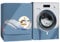 Odot Housse pour Machine à Laver Couverture Lave-Linge Anti-poussière Imperméable Couverture Tumble Protection pour Face Avant de Machine à Laver et Sèche-Linge (Plume Bleue,M (6-6,5kg))