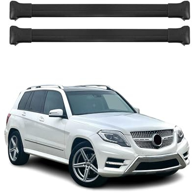 OMAC Dachträger für Mercedes GLK Klasse X204 2008-15 Alu Schwarz 2 Stangen | bis 75 kg Traglast, Querträger, Grundträger