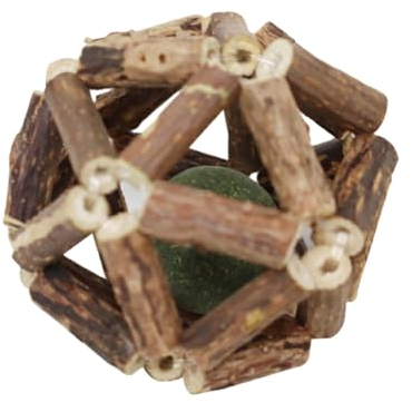 siduytin 2 Pack/lot Jouet pour Chat Boules d'herbe à Chat interactives Jeu interactif Cadeaux sains et hygiéniques Jouet de Boule d'herbe à Chat en Bois pour Chat, 6.5 cm