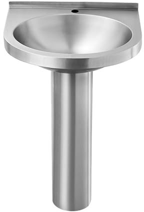 RUNZE765Z Standwaschbecken Standwaschbecken aus Edelstahl mit Ablaufgarnitur, gebürstete Oberfläche, Standwaschbecken, Standwaschbecken, optionaler Wasserhahn Standwaschbecken für Badezimmer(H)