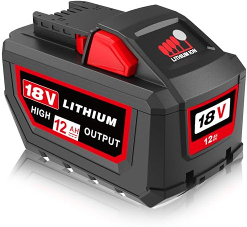 Ersatz für Milwaukee M18 Akku, 12,0 Ah, hohe Leistung, Ersatz für Milwaukee 18 V Akku 48-11-1880 48-11-1850 48-11-1860, kompatibel mit Milwaukee 18-Volt-Batterien, schnurlosen Elektrowerkzeugen