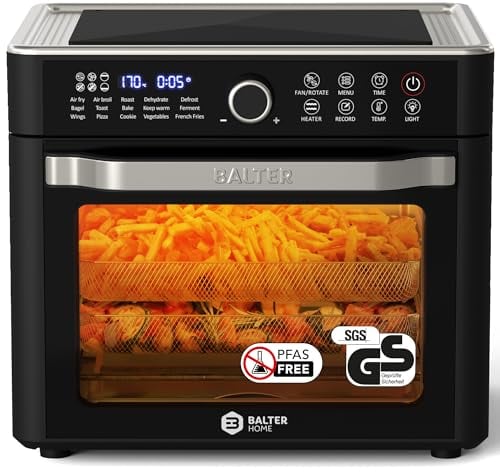 Balter Heißluftfritteuse XXL 22L Airfryer, 200 Programme, 40°-230°, Dörrautomat, 16 in 1 heissluftfritteuse, friteuse ohne Öl, Minibackofen, Rezeptbuch, 1800W