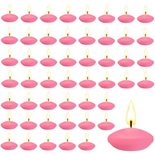 YushengTai 50 Stück Rosa Schwimmkerzen, 3.5 cm Geschmacklos Schwimmkerzen Schaffen Sie Eine Atmosphäre, Wasserkerzen Für Hochzeiten, Pools, Spas, Badewannen, Valentinstagsessen(Rosa)
