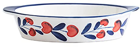 Lasagne Dish Ceramic Baking Dish With Handle, Oval Lasagna Pan, Casserole Dish, Microwave And Oven Safe(Navy blue)