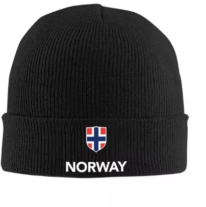 Beanies Hüte Norwegen Norwegische Flagge Unisex Wintermütze Slouchy Beanies Für Erwachsene Flaggenbeanie Herbst- Und Wintermützen Verdickende Warme Mütze Für Outdoor-Aktivitäten Schwarz Einhei