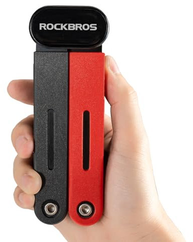ROCKBROS Faltschloss Fahrrad 120cm Diebstahlsicher Fahrradschloss Hohe Sicherheit Fahrradschlösser für E-Bike Motorrad MTB Renrrad Schwarz Rot