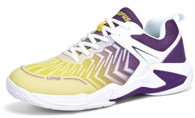 Xuanke Tennisschuhe Halle Herren Atmungsaktiv rutschfest Sportschuhe Damen Badminton Schuhe sandplatz Trainerschuhe (Weiß Violett, Erwachsene, 44, Numerisch, EU Schuhgrößensystem, Breit)