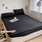 Homxi Drap-Housse,90 x 200 CM,Cache Sommier Matelassé Coton Couleur Unie Housse de Matelas Extensible Noir