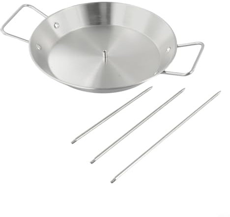 Pincho vertical de acero inoxidable para barbacoa con 3 picos y placa de parrilla para asador