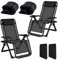 Fiutazge 2Pcs 65cm Largeur Bain de Soleil Chaise Longue Jardin Exterieur,Transat de Plage Pliable ave Rembourrage,Tête,Porte-Boisson,Dossier Réglable, Respirantes,pour Patio,Plage,Piscine-Noir
