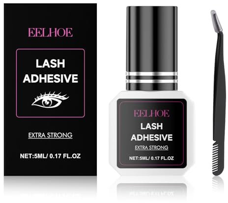 Wimpernkleber,und Wimpernzange, Trocknungszeit Sofort, bis zu 8 Wochen Halt, ehr beständig, für professionelle Wimpernverlängerung, Pinzette zur Verlängerung falscher Wimpern(5ml)