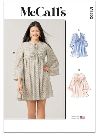 McCall's Sewing Pattern M8602K5 Misses' Babydoll Dress with Sleeve Variations K5 (8-10-12-14-16)