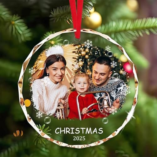 Bolas Navidad Personalizadas con Foto, Bola Arbol de Adorno Navidad Personalizado, 2025 Regalos Navideños Decoración para Familia