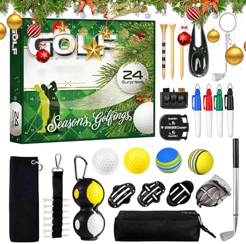 Golf Adventskalender 2025-24, Countdown-Kalender Weihnachten, festliche Adventsgeschenke | Golf-Zubehör geeignet für Erwachsene Ehemann Familie Vater Ihn Papa Männer