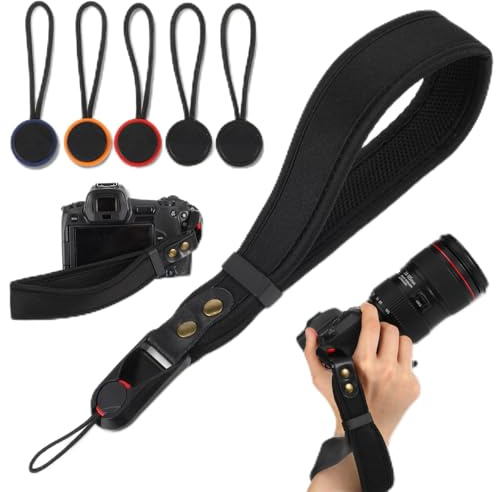 DOPENSPI Kamera Handschlaufe mit 5 austauschbaren Schnellverschlüssen | Verstellbare Kamerahandschlaufe Camera Wrist Strap für Spiegelreflexkameras, die meisten Kameras