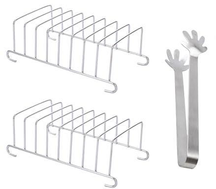 HAOSJINY Pack of 2 Toast Rack for Toaster, Bread Attachment for Toaster, Stainless Steel Toast Stand with Clip for 8 Slices of Bread, Versatile Use in the Home and Restaurant