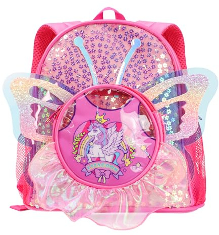 Einhorn Rucksack Mädchen, Schmetterling Flügel Pailletten Leder Rucksack Kinder für Kindergarten, Vorschule, Nniedlich Cartoon Kinderrucksack, Kindergartenrucksack Geburtstag Weihnachten Geschenke