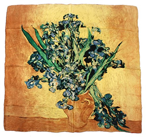 nella-mode SEIDENTUCH Seidenschal nach van Gogh: Iris Schal Tuch 100% Seide Kunstdruck 85x85 cm