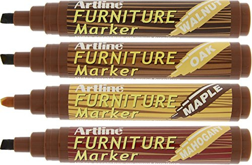 Artline 95 Laminate Floor and Furniture Scratch Recolour Marker - Walnut/ Maple/ Mahogany/ Oak (Blister Pack of 4)