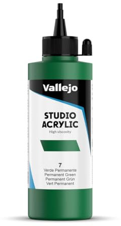 Vallejo ACRYLIC STUDIO, PINTURA ACRÍLICA, 200ML, VERDE PERMANENTE, Nº 7