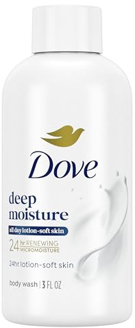 Dove Body Wash Deep Moisture for 24hr Lotion-Soft Skin Moisturizing Skin Cleanser with No Sulfates No Parabens 3 oz
