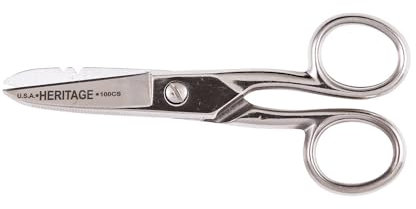 Klein Tools Tijeras dentadas para electricista 100CS con muescas para pelar.