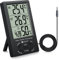 Neoteck Digitale Thermo Hygrometer Thermometer Feuchtigkeitsmesser Wetter thermometer Innen und Außen MAX MIN Messung der Temperatur und Luftfeuchtigkeit mit LCD Display