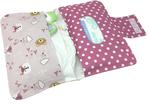 LITTLE BABY BEAR rosa Zauberhafte Windeltasche mit vielen Fächern mit Wunschnamen