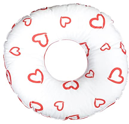 Velinda Donut-Kissen Ringkissen ringförmiges Sitzkissen Sitzring druckentlastend (Muster: rote Herzen -rot)