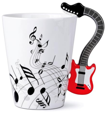 LanHong Rote Gitarren-Tasse, 383 ml, Musik, Kaffee, Tee, Tasse für Gitarrenspieler