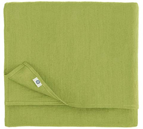Linen & Cotton Tischdecke Stoff Tischtuch Tischwäsche Hygge - 100% Leinen, Grün (140 x 350 cm) Rechteckig Lang für Home Küche Esstisch Cafe Restaurant Hotel Dekoration Party Sommer