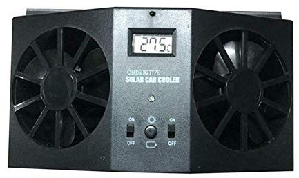 Ventilador solar del extractor del calor del extractor del coche, ventiladores de enfriamiento del radiador del ventilador del respiradero del aire de la ventanilla del coche (Negro)