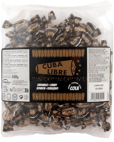 Caramelos Cerdán - Caramelos Cuba Libre Sabor Cola | Medio Kilo - Bolsa de 500 g | Caramelo Duro Sin Gluten ni Alérgenos | Ideal para Fiestas, Eventos y Cumpleaños