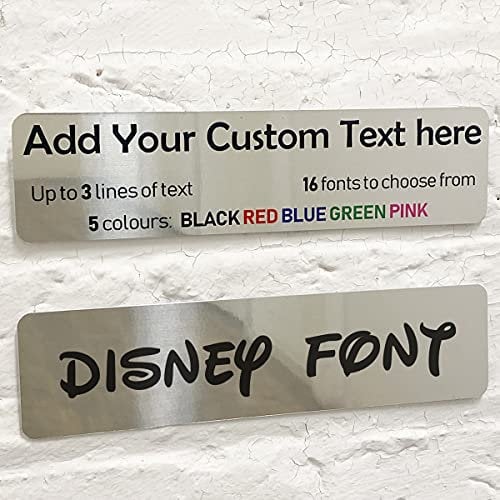 ShopQuality4U Personalised Mirror Aluminium Metal Plaque Bespoke Sign Childs Bedroom Door Add Own Text Choose Font (20 x 5 cm, 7.8 x 2 inches)