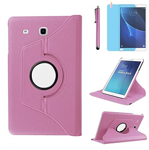 Case for Samsung Galaxy Tab E 8.0 inch 2016 Tablet (SM-T375 T377 T378),360 Degree Rotating Stand Case Full Protective Cover,with Stylus Pen,Screen Film (Pink)
