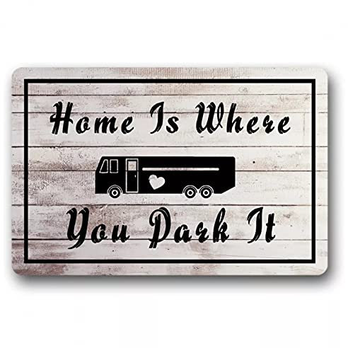 Door Mat Welcome Mat Entrance Floor Mat Non-Slip Home Is Where You Park It Door Mat Outdoor Indoor Rubber Mat Fabric Floor Mat Home Decor Anti Slip Absorbent Pad Holiday Housewarming Gift