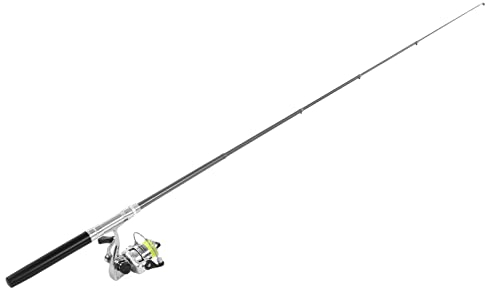 Taschen-Angelrute mit Rollenrad, ultraleichte Mini-Stift-Angelrute und Rollen-Combos Teleskop tragbar zum Meeresangeln zum Felsangeln zum Flussangeln(Schwarz)