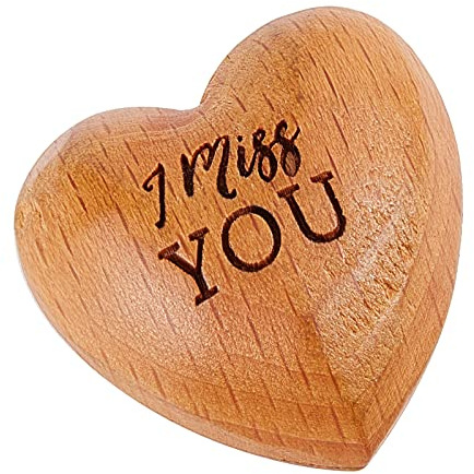 CREATCABIN Ich Vermisse Dich Holzherz Ornamente Winzige Umarmungsmarke Massives Olivenholz Handschmeichler Herz Spezielle Hand Hält Glücksbringer Geschenk Denken An Sie Für Liebe Freunde Familien