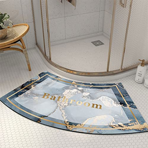FCS Bathroom Gebogene Duschmatte Halbrund Weiche Kieselgur Badematte, wasserabsorbierend, schnell trocknend, rutschfeste Kieselgur Matte, Badteppich für Rundduschen(Size:40 * 75cm,Color:a)