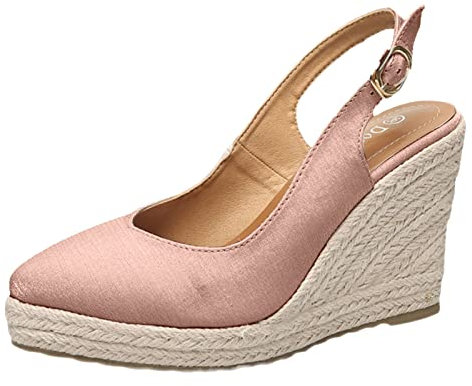 Sandali da donna – Sandali con plateau Wedge – Scarpe chiuse con tacco alto – Pantofole in punta – Sandali estivi alla moda comodi, oro rosa., 41