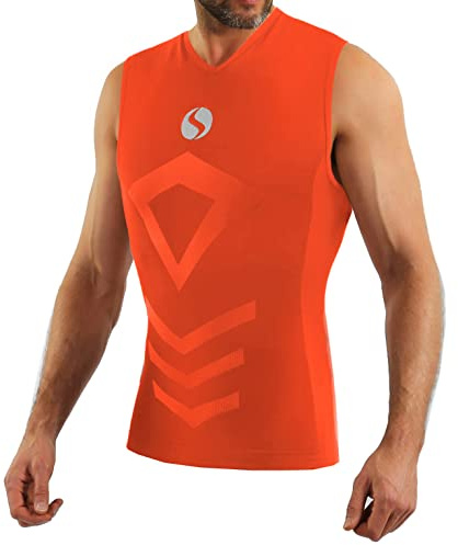 Sesto Senso Hombre Camiseta Sport Cuello Pico Camiseta Térmica Sin Mangas