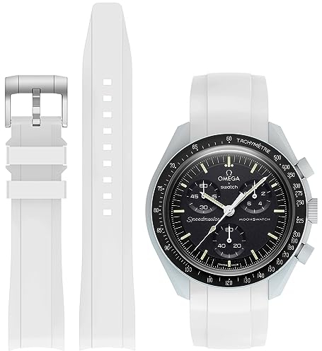 Tovimall Armband für Moonswatch, gebogen, keine Lücken, Silikonarmband, kompatibel mit Omega X Swatch Moonswatch Speedmaster 20 mm Uhr, Swatch Omega Moonswatch Speedmaster Watch Ersatzarmband für