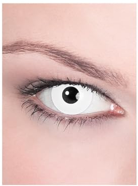 Kontaktlinse Jahreslinse - weiße Motivlinse mit Sehstärke (1 Stück) - Dioptrien: -2,0 - ideal für Halloween, Karneval & Motto-Party