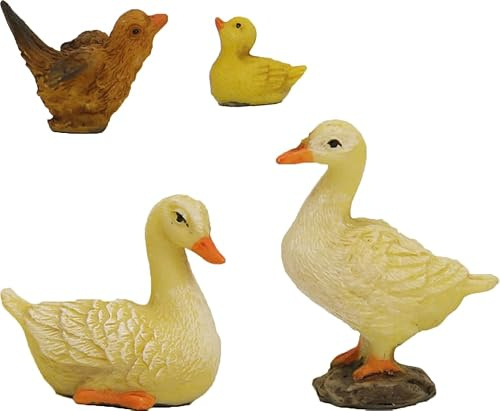FADEDA 4X Tiergruppe Enten/Höhe:4 cm/handbemalt/detailgetreue Krippen Figuren - Weihnachten Tisch Dekoration Krippe Zubehör
