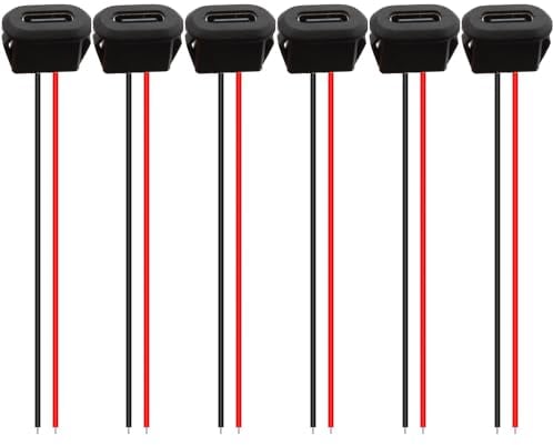 RUNCCI-YUN 6Pcs USB-C buchse 2-Draht einbau Typ-C-Buchse,USB-C-Buchse für Panelmontage 3A Schnelllade-Typ-C-Buchse mit Schnappnut Schnalle