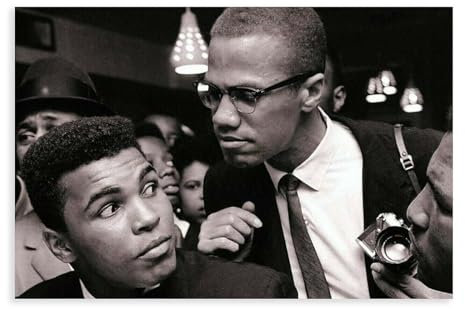 OWNPET Malcolm X Muhammad Ali, Leinwand-Poster, Wandkunst, Dekor, Bild, Gemälde für Wohnzimmer, Schlafzimmer, Dekoration, ungerahmt, 30 x 45 cm