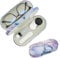 Zettokete 2 in 1 Contact Lens and Glasses Case,Double Sided Dual Use Design with Mirror, Tweezer and Contact Lens Solution Bottle,Portable Soak Storage Kit for Travel,Office(Purple Marble)